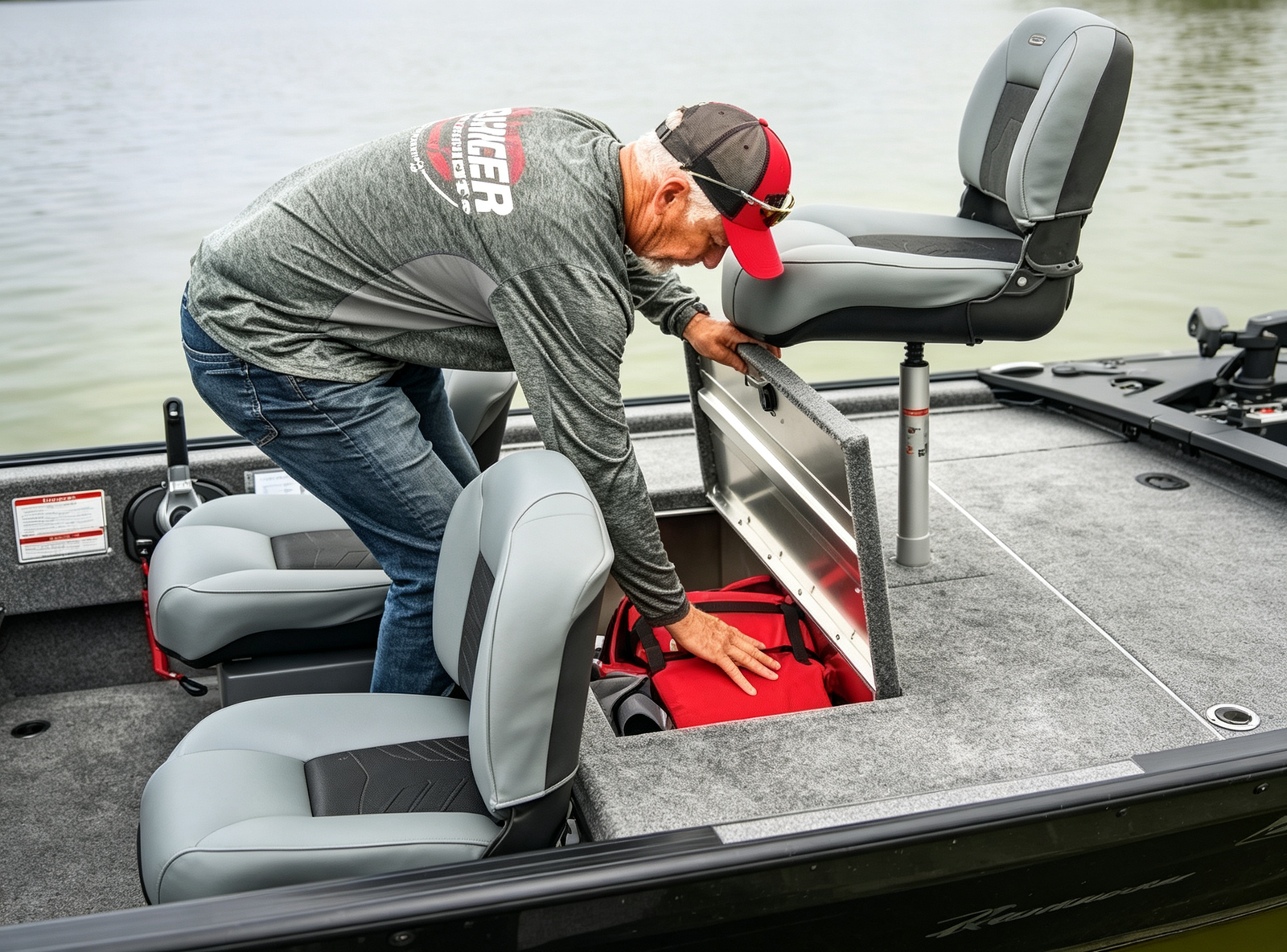 16'8" Compact Aluminum Freshwater Fishing Boat 3 Person 50HP Garmin Fish Finder Full Trailer Package - 图片 6