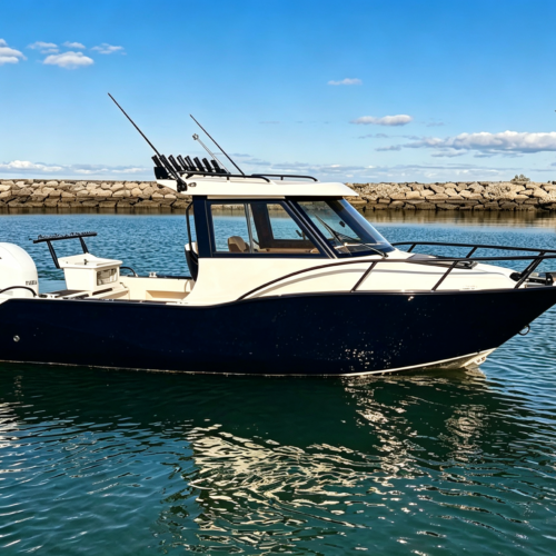20FT Aluminum Pontoon Fishing Boat, 6.25m Inshore Hardtop Pontoon Angling Vessel, Compact Foam Filled Pontoon fFshing Boat