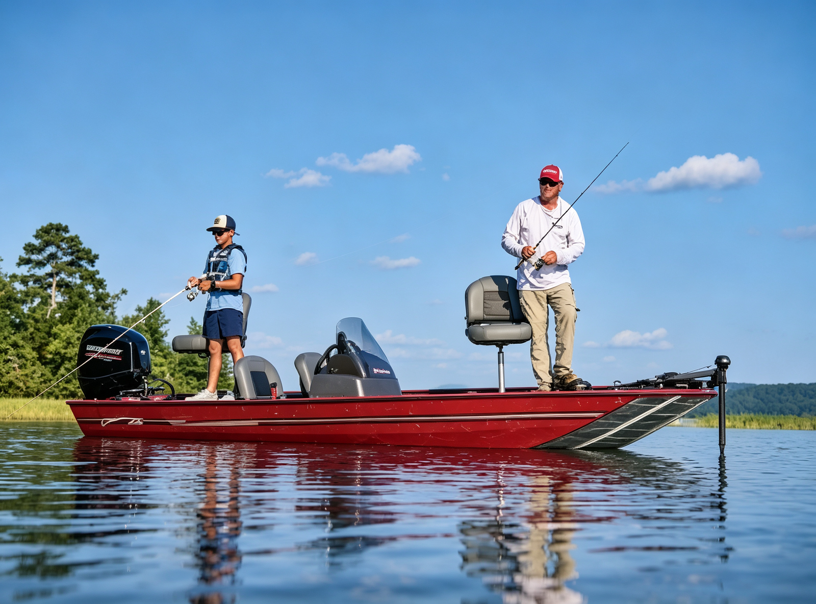 16'8" Compact Aluminum Freshwater Fishing Boat 3 Person 50HP Garmin Fish Finder Full Trailer Package - 图片 7