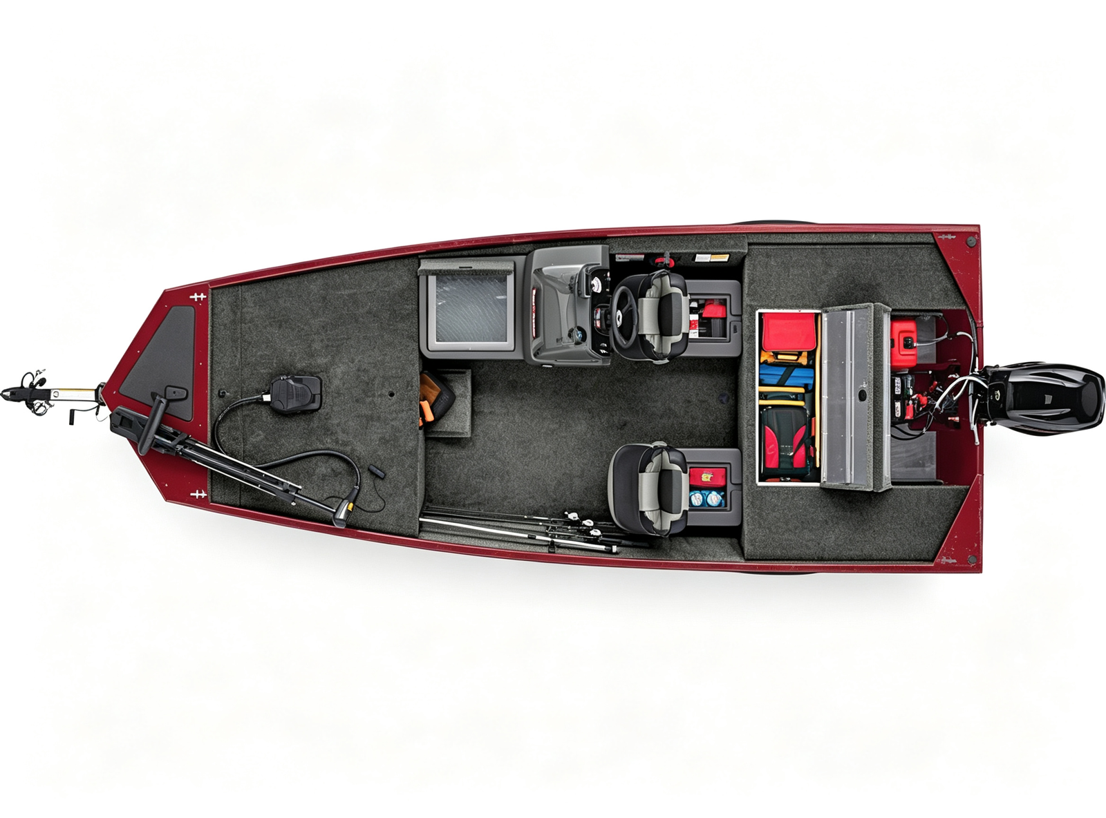 16'8" Compact Aluminum Freshwater Fishing Boat 3 Person 50HP Garmin Fish Finder Full Trailer Package - 图片 4