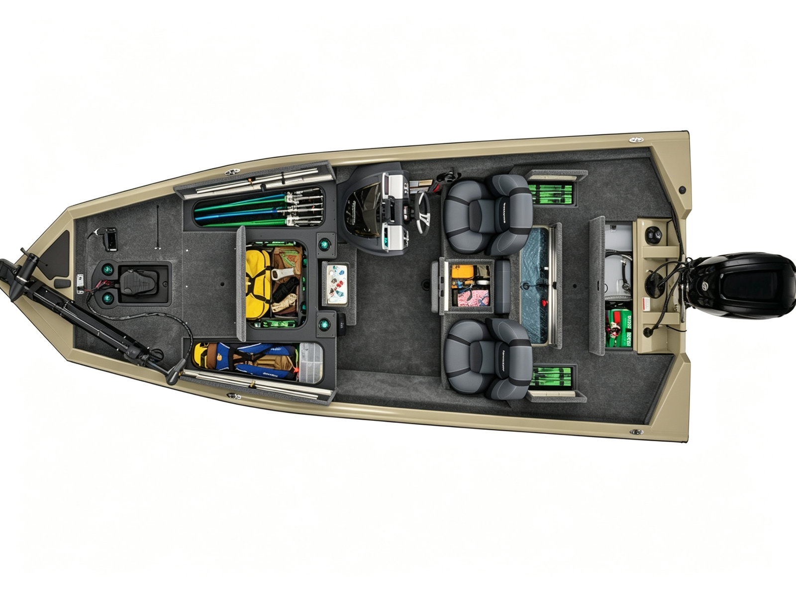 Z175 17.5FT Tournament Aluminum Bass Boat 2-3 Person 115HP 80L Fuel Tank Single Axle Trailer Included - 图片 6