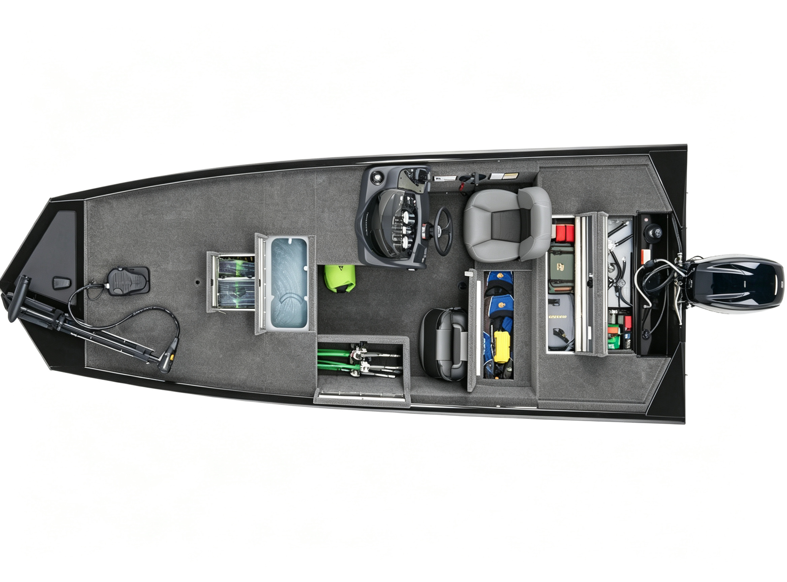 19FT Aluminum Tournament Bass Boat 2-3 Person 150HP 115L Fuel Tank PU Foam Hull Single Axle Trailer Included - 图片 4