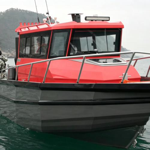 offshore fishing boat-47 29FT Aluminum Pontoon Fshing Boat, 8.95 Metre Full Cabin Deep Sea Pontoon Vessel, Foam Filled Watertight Pontoon Boat