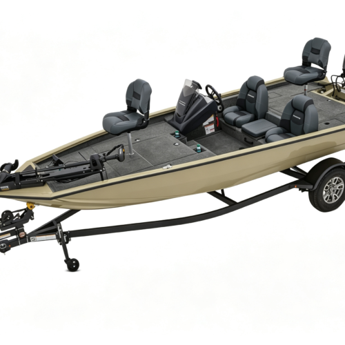 19.5FT Aluminum Tournament Bass Boat 2-3 Person 200HP 115L Fuel Tank 3-Layer EVA Floor Single Axle Trailer Included