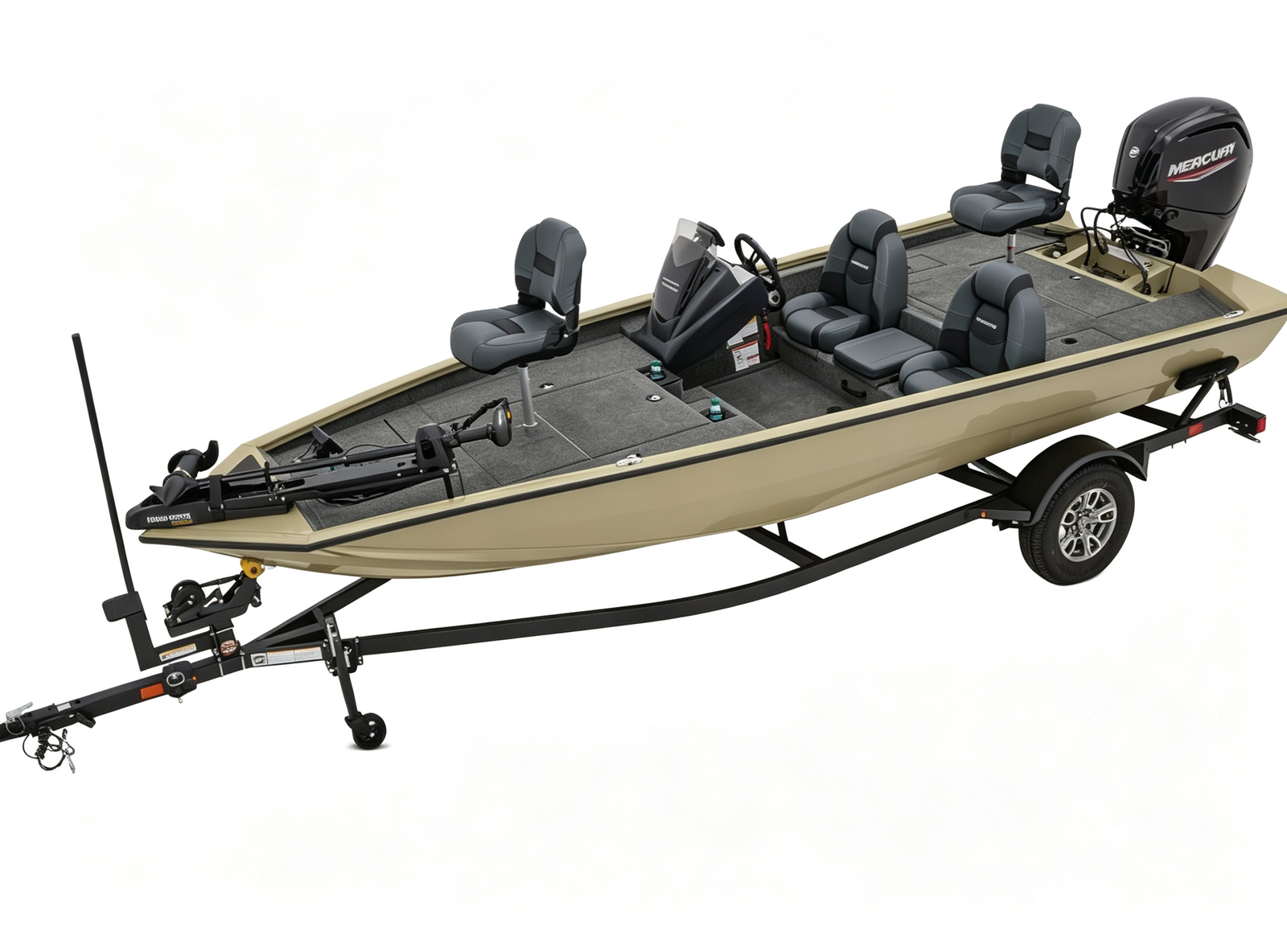 Z175 17.5FT Tournament Aluminum Bass Boat 2-3 Person 115HP 80L Fuel Tank Single Axle Trailer Included - 图片 2