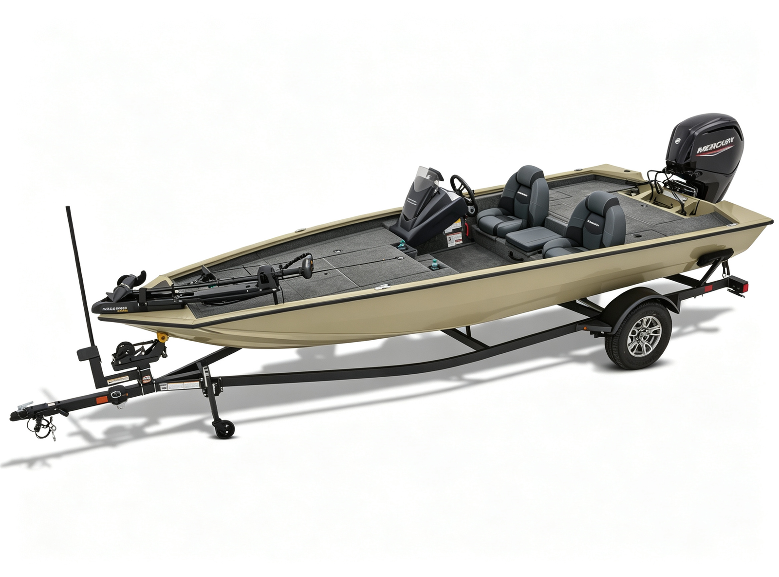 Z175 17.5FT Tournament Aluminum Bass Boat 2-3 Person 115HP 80L Fuel Tank Single Axle Trailer Included - 图片 4