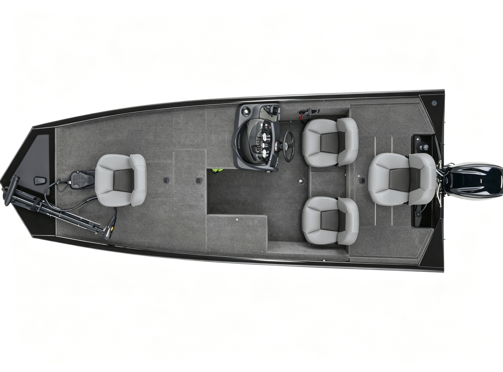 19FT Aluminum Tournament Bass Boat 2-3 Person 150HP 115L Fuel Tank PU Foam Hull Single Axle Trailer Included - 图片 7